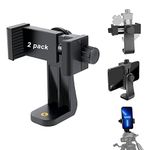 Cell Phone Tripod Mount Adapter (2 Pack), Universal Phone Holder Adjustable Clamp, 360 Degree Rotatable Bracket 1/4" Screw Clip for iPhone, Samsumg, Selfie Stick, Monopod