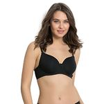 Zivame Women's Cotton Elastane Padded underwire_type.value Half Cup 3/4Th Coverage T-Shirt Bra (ZI1135-Anthracite_Black_32D)