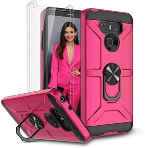 LG G6 Case, Jeylly LG G6 Plus Case with Screen Protector, 360 Rotating Ring Full Body Dual Layer Military Grade Belt Clip & Kickstand Holder Defender Shockproof Case for LG G6 2017, Rose