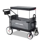 Radio Flyer City Luxe Stroll ‘N Wagon, Grey Push Wagon with Parent Caddy and Internal Storage Pockets, Folding Wagon for 1+ Years (Amazon Exclusive)