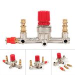 Air Compressor Manifold Air Compressor Parts Pressure Switch Air Compressor Regulator Valve with Double Outlet Tube, Alloy Air Compressor Switch Pressure Regulator Valve Fit Part