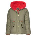 Jessica Simpson Girls' Puffy Winter Coat with Cozy Hood Down Alternative, Green/Red Trim, 2 Years