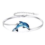 925 Sterling Silver Dolphin Crystal Bracelet Women's Sterling Silver Animal Bracelet Jewelry, Women's Gift for Mom, Birthday Gift.