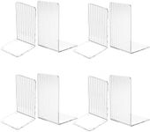 MerryNine Clear Bookends 8pcs, Plastic Book Ends for Shelves, Streaks Bookend Decorative for Heavy Duty Books, Non-Slip Book Shelf Dividers Holder Stopper for Kids, Great for Office Home School