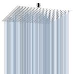 Voolan All Metal Rain Shower Head - High Flow Square Rainfall Showerhead - Waterfall Full Body Coverage - Universal Ceiling or Wall Mount (16 Inch, Chrome)