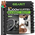 GearIT 18/4 18 AWG Portable Power Cable (100 Feet - 4 Conductor) SJOOW 300V 18 Gauge Electric Wire for Motor Leads, Portable Lights, Battery Charger, Stage Lights and Machinery -100ft Electrical Cord