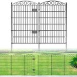 12 Panel No Dig Decorative Garden Fence with Gate - 107cm H x 7.8 m L, Tall Animal Barrier for Dogs Rabbits, Rustproof Metal Wire Panels for Yard, Patio, and Outdoor Border Use