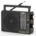 PRUNUS J-03 AM FM Radio Portable Plug in Wall or AA Battery Operated for Home/Outdoor, Large Speaker Excellent Sound, Excellent Reception 19.5 ant, Large Tuning Knobs for Easy to Use,Gifts for Seniors
