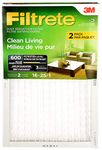 Filtrete 16x25x1 Furnace Filter, MPR 600, MERV 7, Clean Living Dust Reduction 3-Month Pleated 1-Inch Air Filters, 2 Filters