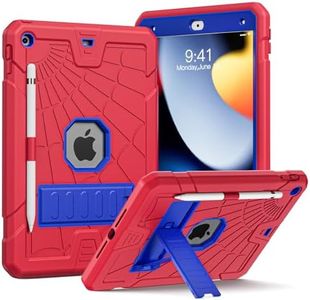 Herize Case Cover Compatible with iPad 9th/8th Generation & 2019 iPad 7th Generation iPad 10.2 Inch 2021/2020 with Pencil Holder&Stand, Shockproof Protective Case with Soft TPU Red