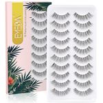 False Eyelashes Natural Look 10 Pairs 3D Fake Lashes Small Face Eyelashes 100% Handmade Lashes Wispies Short Soft Reusable Eye Lash Transparent Band Eyelash 1 Pack by EMEDA