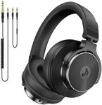 Rumoon Wired Over Ear Headphones, Studio Monitor & Mixing DJ Headphones with 50mm Neodymium Drivers and 1/4 to 3.5mm Jack for Guitar AMP Podcast Piano Keyboard (Black)