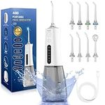 AUIEI Water Flosser for Teeth Cordless Oral Irrigator Portable Dental Teeth Cleaner Picks 300ML 5 Modes, USB Rechargeable & IPX7 Waterproof Plaque Removal Tool for Travel Home Use(White)