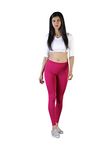 TWIN BIRDS Tailored Cut & Classic Fit Super Stretchable Bubble Gum Pink Coloured Cotton Elasthane Fabric Ankle Length Leggings for Women - (S)