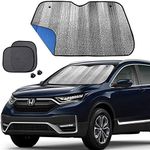 Big Ant Windshield Sun Shade Car Window Sunshade as Bonus,Blue Car Sun Shade Foldable UV Ray Visor Protector Visor Shield Cover Keeps Vehicle Cool (Size 55" x 27.5")