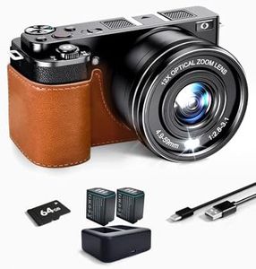 SWE Appareil Photo Numérique Zoom Optique 12X avec WiFi, Appareil Photo Digital 4K 64M avec Autofocus, 2 Batteries et Station de Charge, Carte 64GB, Flash pour Débutants Adolescents