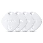 ATUVOS Smart Luggage Tracker Tag 4 Pack, Key Finder Works with Apple Find My (iOS Only), Android not Supported. Bluetooth Item Locator for Wallets, Bags, Suitcase, Replaceable Battery. IP67 Waterproof