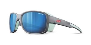 Julbo Unisex Adult Modern Rectangular Sunglasses, Dark Grey / Green Frame - Smoke W/ Multilayer Blue Mirror Lens (Spectron 3), One Size