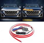 CARIZO 71 Inch LED Hood Light Strip White Amber Dynamic Car LED Hood Strip Lights with Fuse Protection Turn Signal DRL Strip Compatible with Mahindra 3XO