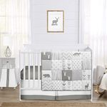 Grey and White Woodsy Deer Boy, Girl, Unisex Baby Crib Bedding Set without Bumper by Sweet Jojo Designs - 4 pieces