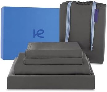 Kickoff Home 100% Bamboo Sheets, Queen Size Bedding Set | 4-Piece Extra Deep Pocket Queen Sheets Set | Soft, Lightweight, Breathable, Cooling Sheets | Bedding Sheets & Pillowcases (Full - Grey Mist)