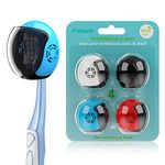 Frekare Helmet Toothbrush Covers Caps, Fits Most Manual and Electric Toothbrushes, 4 Count (White, Black, Blue, Red)