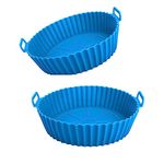 Carrot - Air Fryer Liner - Nonstick Washable Reusable Silicone Air Fryer Basket & Baking Tray, Easy to Clean, Heat Resistant Airfryer Liner (Blue Pack of 2)