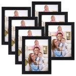 Giftgarden 8x6 Photo Frames Black Picture Frames for Tabletop or Wall Mounting Display, Pack of 7