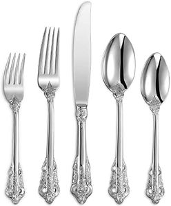 KEAWELL Luxury 20 Pieces 18/10 Stainless Steel Flatware set, Service for 4, silver plated with gold accents, Fine Silverware set and Dishwasher Safe (Silver)