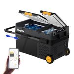 BougeRV CRD2 40L Car Fridge Dual Zone 12V Compressor Fridge Freezer Portable Car Refrigerator with Wheels 12/24V Electric Cool Box APP Control for Camping Trip Outdoor Travel Campervan, Down to -20℃