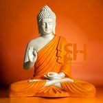 Swarn House Decor's Beautiful Sitting Buddha Idol Statue For Home & Garden Living Room | Healing Spirit Blessing Buddha Statue - 15 Inch Size (Dark Orange)