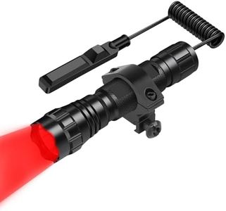 WINDFIRE Waterproof RED Light LED Coyote Hog Hunting Light Lamp Tactical Flashlight Torch with Pressure Switch and Rail Rifle Mount for Picatinny
