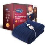 Silentnight Comfort Control Heated Throw Blanket - Luxury Fleece Electric Heated Overblanket for Sofa Bed with 9 Heat Settings, Fast Heat-up and Safety Shut Off - Machine Washable - 130x160cm - Navy