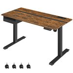 VASAGLE Height Adjustable Electric Standing Desk, 60 x 140 cm Desktop, Continuous Adjustment, Memory Function with 4 Heights, Rustic Brown and Black LSD114X11