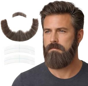 CenXRui Human Hair Fake Mustache and Beard, Full Breads for Costumes