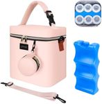 Fxady Breastmilk Cooler Bag with Ice Pack, Insulated Baby Bottle Tote Bag for 6 Bottles Up to 9 oz, Clip-On Pouch for Baby Essentials, Leakproof, Waterproof, Shoulder Strap for Nursing Moms, Pink