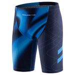 MY KILOMETRE Boy's Jammer Swimsuit Kids Trainning Swim Shorts with Drawstring Endurance Swimming Trunks Blue XXL