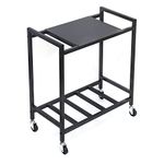 Livzing 2-Tier UPS Stand for Home and Office – Metal Inverter Trolley with Wheels -Powder Coated Battery Stand for Inverter - Inverter and Battery Stand Trolley - Inverter Cabinet with Shelf – Black