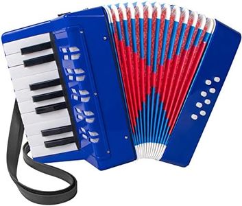 Accordion, 17 Keys Piano Accordion 8 Bass with Straps for Beginners Kids Student Educational Musical Instrument (Blue)