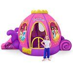 Disney Princess Carriage Inflatable Bounce House with Slide and Ball Pit, Plus Heavy Duty Air Blower with GFCI for Kids Aged 3 - 8