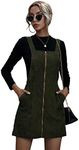 Floerns Women's Corduroy Button Down Pinafore Overall Dress with Pockets Army Green XS