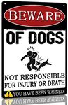 Beware of Dogs Metal Sign Warning Tin Sign Waterproof Indoor or Outdoor Use for Front Door Farmhouse Yard Home Wall Decor 8x12 Inches