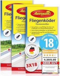 Aeroxon Fruchtfliegenfalle, Fliegen Klebefalle 54 Stück – Fliegenfalle Innenbereich, Fliegenfalle Klebefalle - Fliegenfänger Klebestreifen, Obstfliegenfalle Küche - Anti Fliegen Fruit Fly Trap