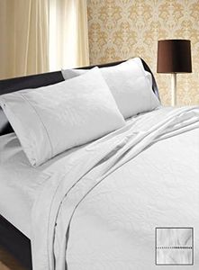 Ramesses 1200 Thread Count Jacquard Egyptian Cotton Summer Weight Sateen Sheet Set, King, White