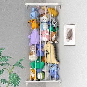 Stuffed Animal Storage Wood Soft Toy Shelf with Adjustable Length Large Corner Plush Toys Holder for Nursery Play Room Bedroom Kid Room
