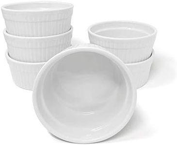 White Porcelain 6-Piece Ramekin Set, 8oz. Dishwasher, Microwave and Oven Safe!