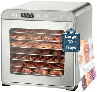 Food Dehydrator Machine, Large 10 Tray Food Dehydrators for Jerky, 800W Herb Food Dryer 72H Timer & Temp Control for Beef Meat Jerky Fruit Dog Treats ETL Approved (Silver 10 Trays)