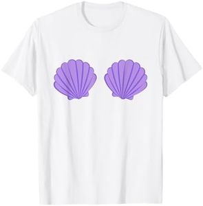 Mermaid Purple Seashell Bra Cartoon Graphic T-Shirt