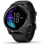 Garmin Venu, GPS Smartwatch with Bright Touchscreen Display, Features Music, Body Energy Monitoring, Animated Workouts, Pulse Ox Sensors and More, Black with Slate Hardware