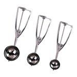 3Pcs Ice Cream Scoop with Easy Trigger, Stainless Steel Cookie Scoop, Meatball Scoops, Melon Baller Scoops for Baking in Kitchens, Ice Cream Shop